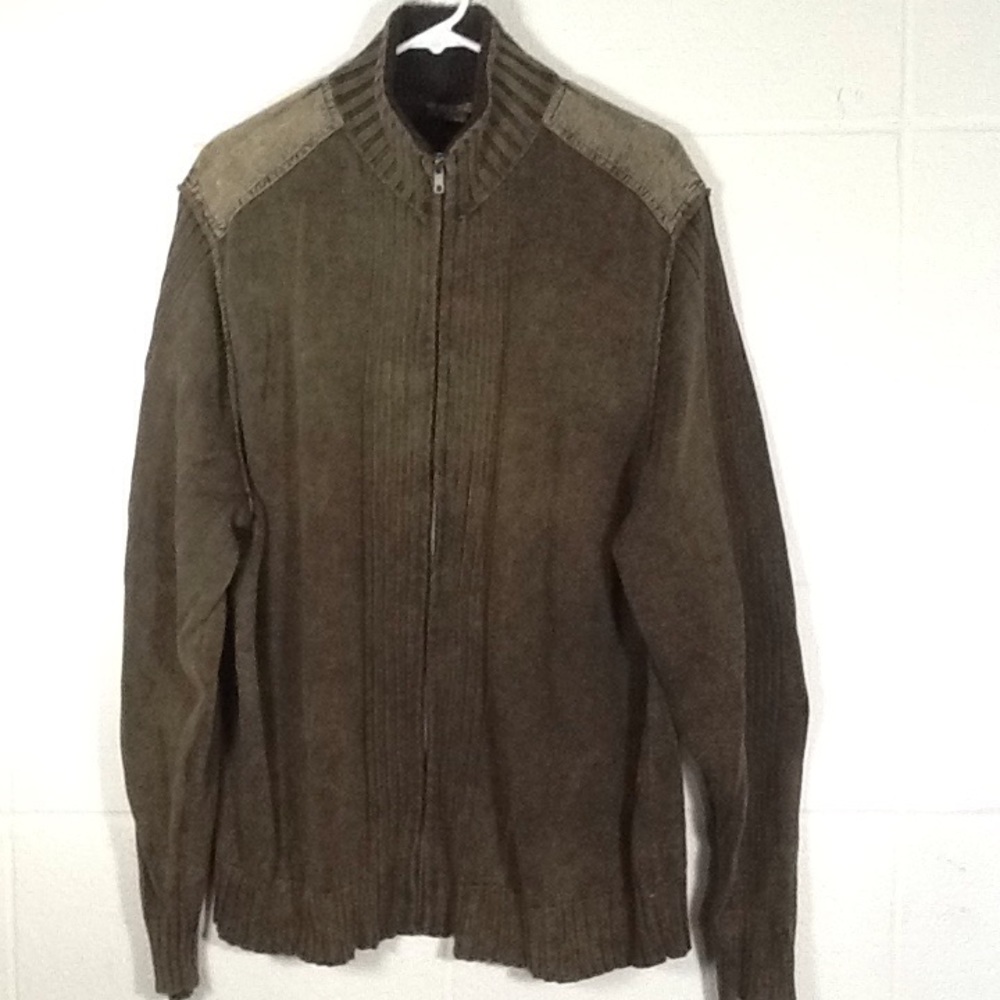 Brown Zip Front Sweater Jacket Sz XXL